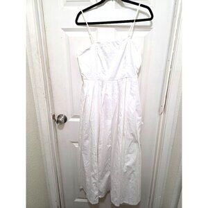 A NEW DAY White Pleated Spaghetti Strap Midi Dress Smocked Back Size 10